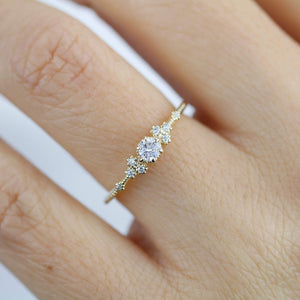 simple engagement ring, engagement ring gold diamond, delicate engagement ring, dainty engagement ring | 0.25ct. R336WD - NOOI JEWELRY