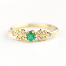Load image into Gallery viewer, emerald and diamond engagement ring, marquise setting engagement ring - NOOI JEWELRY