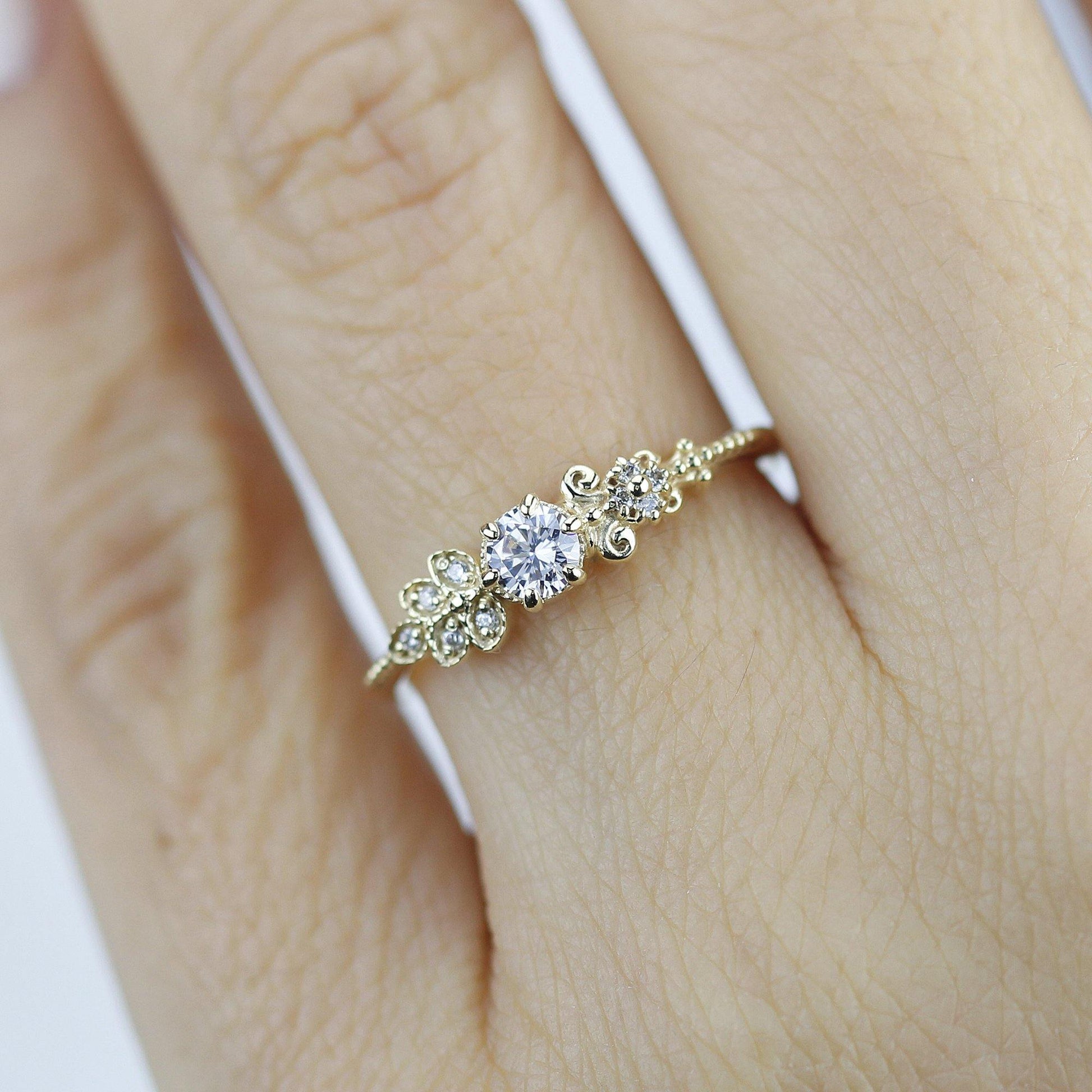 Art deco diamond engagement ring | marquise engagement ring vintage art deco diamond - NOOI JEWELRY