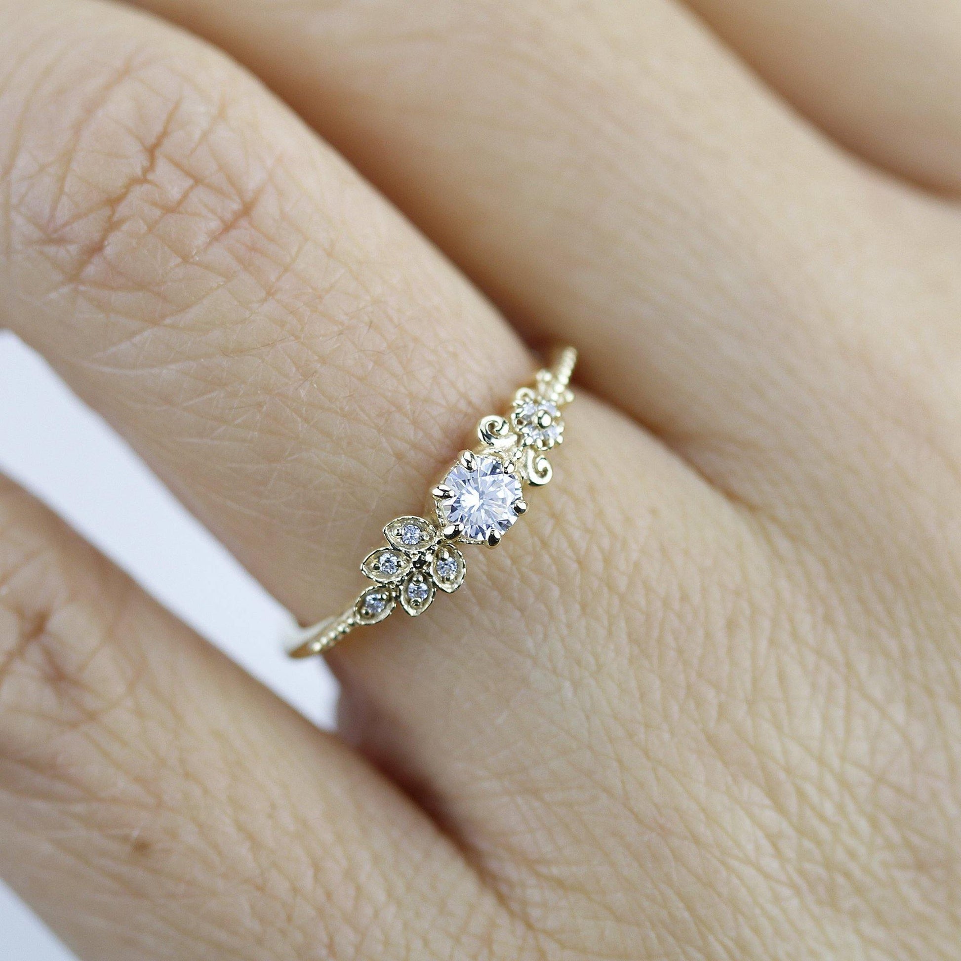 Art deco diamond engagement ring | marquise engagement ring vintage art deco diamond - NOOI JEWELRY