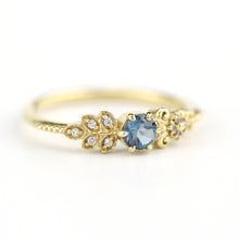 Load image into Gallery viewer, Art deco engagement ring | London blue topaz and diamond cluster ring - NOOI JEWELRY