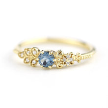 Load image into Gallery viewer, Art deco engagement ring | London blue topaz and diamond cluster ring - NOOI JEWELRY