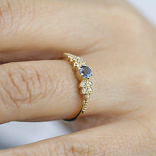 Load image into Gallery viewer, Art deco engagement ring | London blue topaz and diamond cluster ring - NOOI JEWELRY