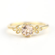 Load image into Gallery viewer, Morganite engagement ring, simple engagement ring, delicate engagement ring, unique diamond and morganite ring, morganite ring - NOOI JEWELRY