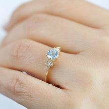 Load image into Gallery viewer, Sky blue topaz engagement ring vintage, marquise diamond setting on the side - NOOI JEWELRY