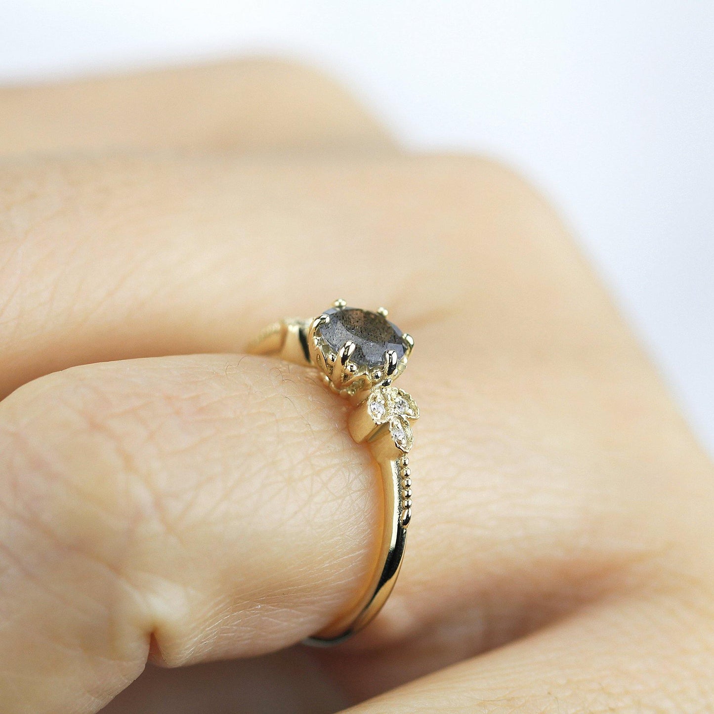 engagement ring unique and simple engagement ring, Labradorite engagement ring, delicate engagement ring, classic rings - NOOI JEWELRY