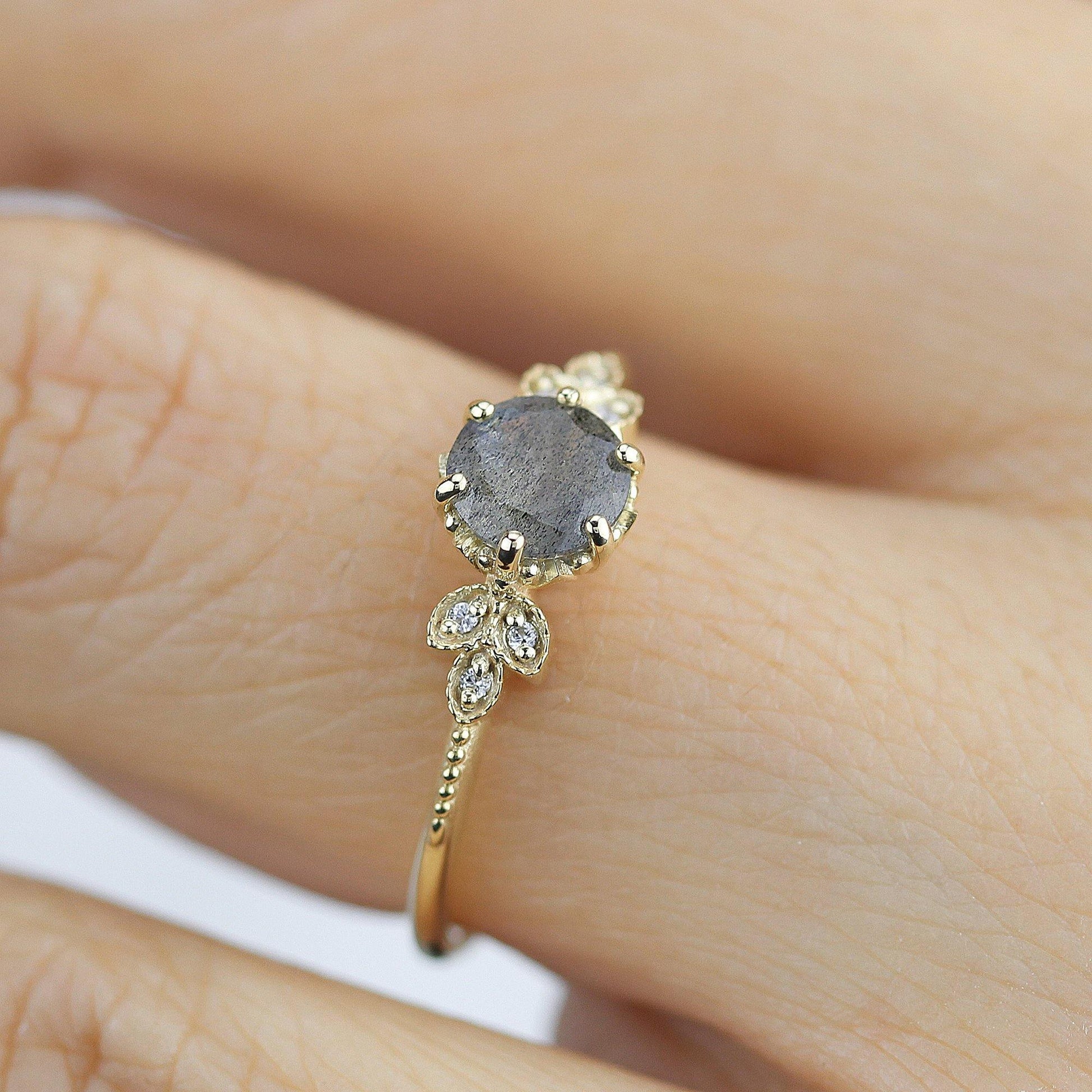 engagement ring unique and simple engagement ring, Labradorite engagement ring, delicate engagement ring, classic rings - NOOI JEWELRY