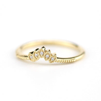 Diamond wedding band | marquise wedding band vintage inspired | R302WD - NOOI JEWELRY