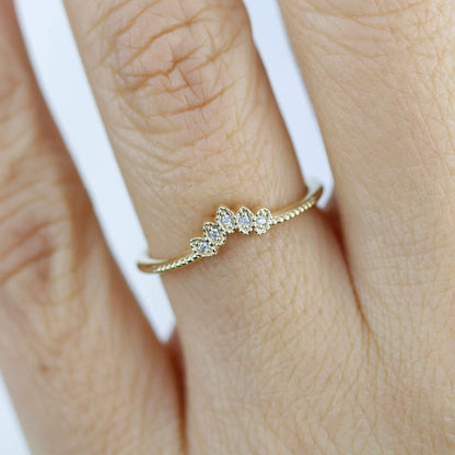 Diamond wedding band | marquise wedding band vintage inspired | R302WD - NOOI JEWELRY