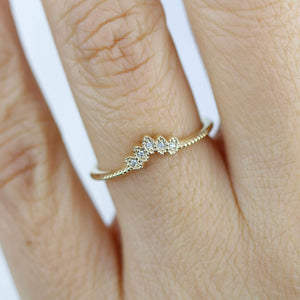 Diamond wedding band | marquise wedding band vintage inspired | R302WD - NOOI JEWELRY