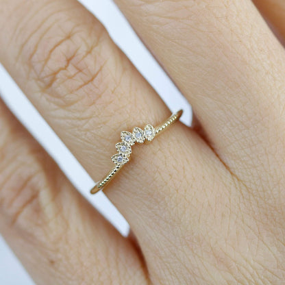 Diamond wedding band | marquise wedding band vintage inspired | R302WD - NOOI JEWELRY