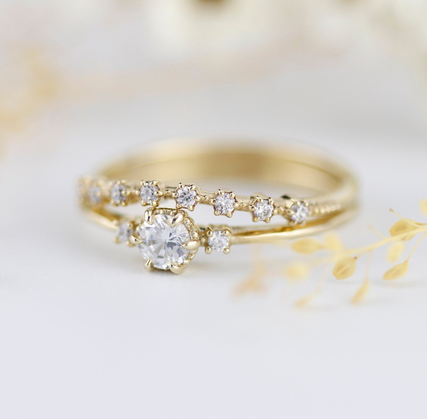 Engagement ring with wedding band set | diamond engagement ring set unique