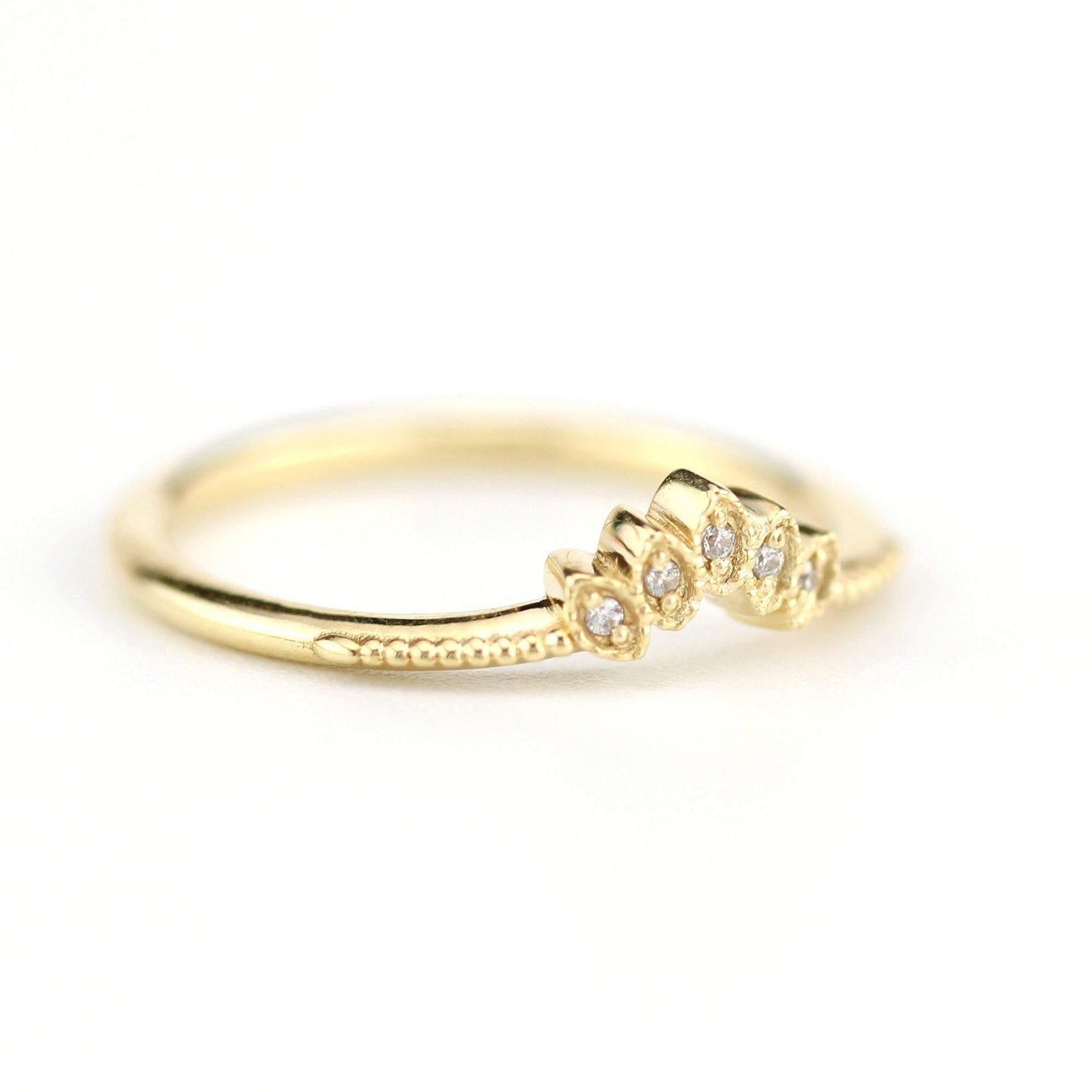 Diamond wedding band | marquise wedding band vintage inspired | R302WD - NOOI JEWELRY