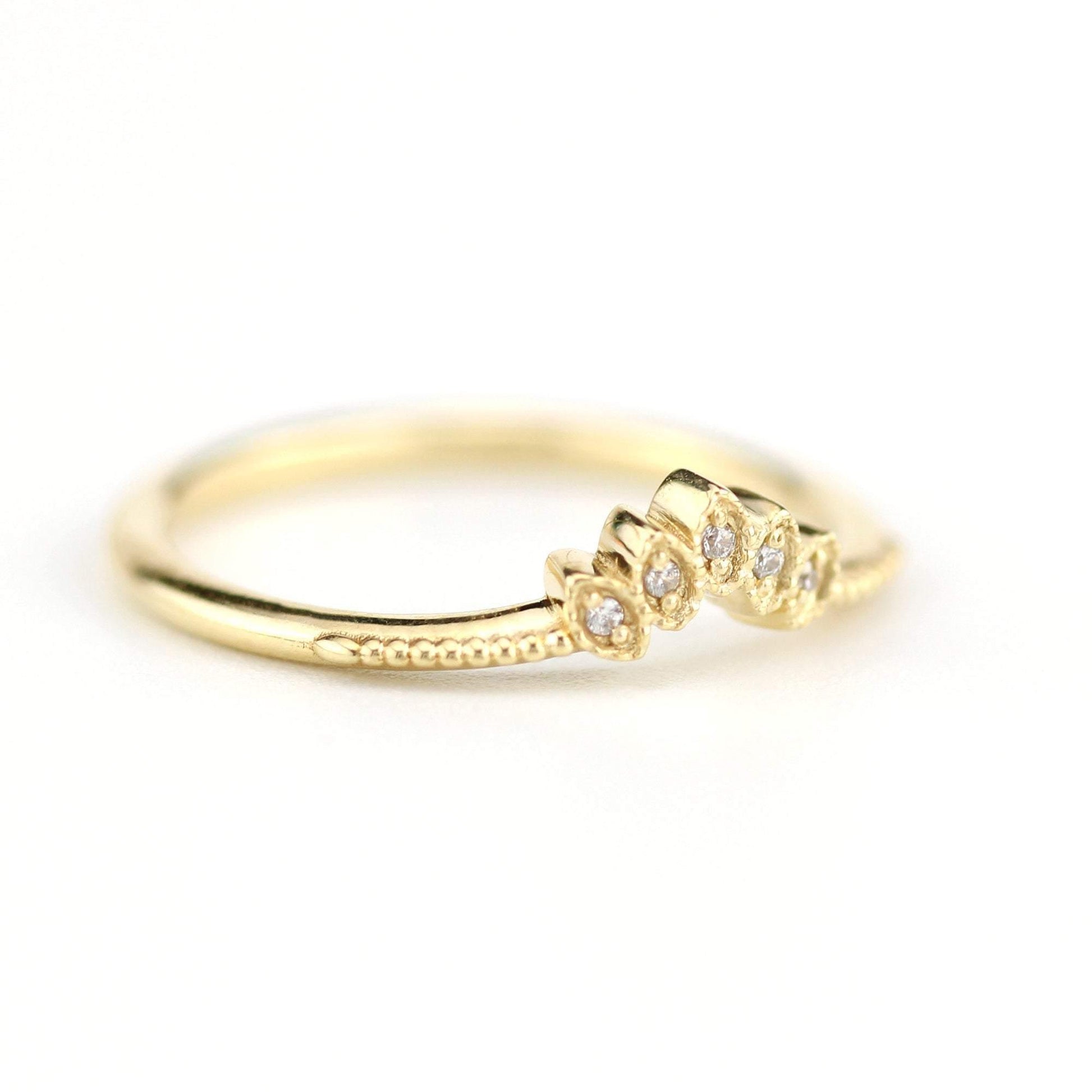 Diamond wedding band | marquise wedding band vintage inspired | R302WD - NOOI JEWELRY