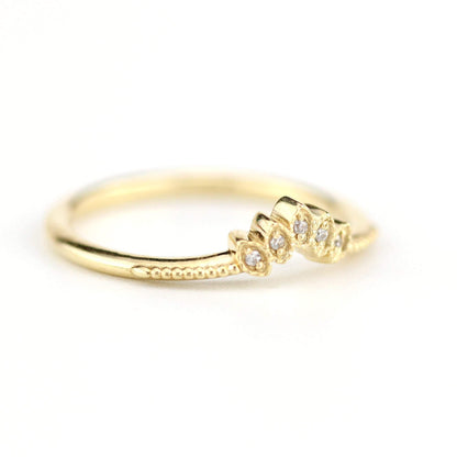 Diamond wedding band | marquise wedding band vintage inspired | R302WD - NOOI JEWELRY