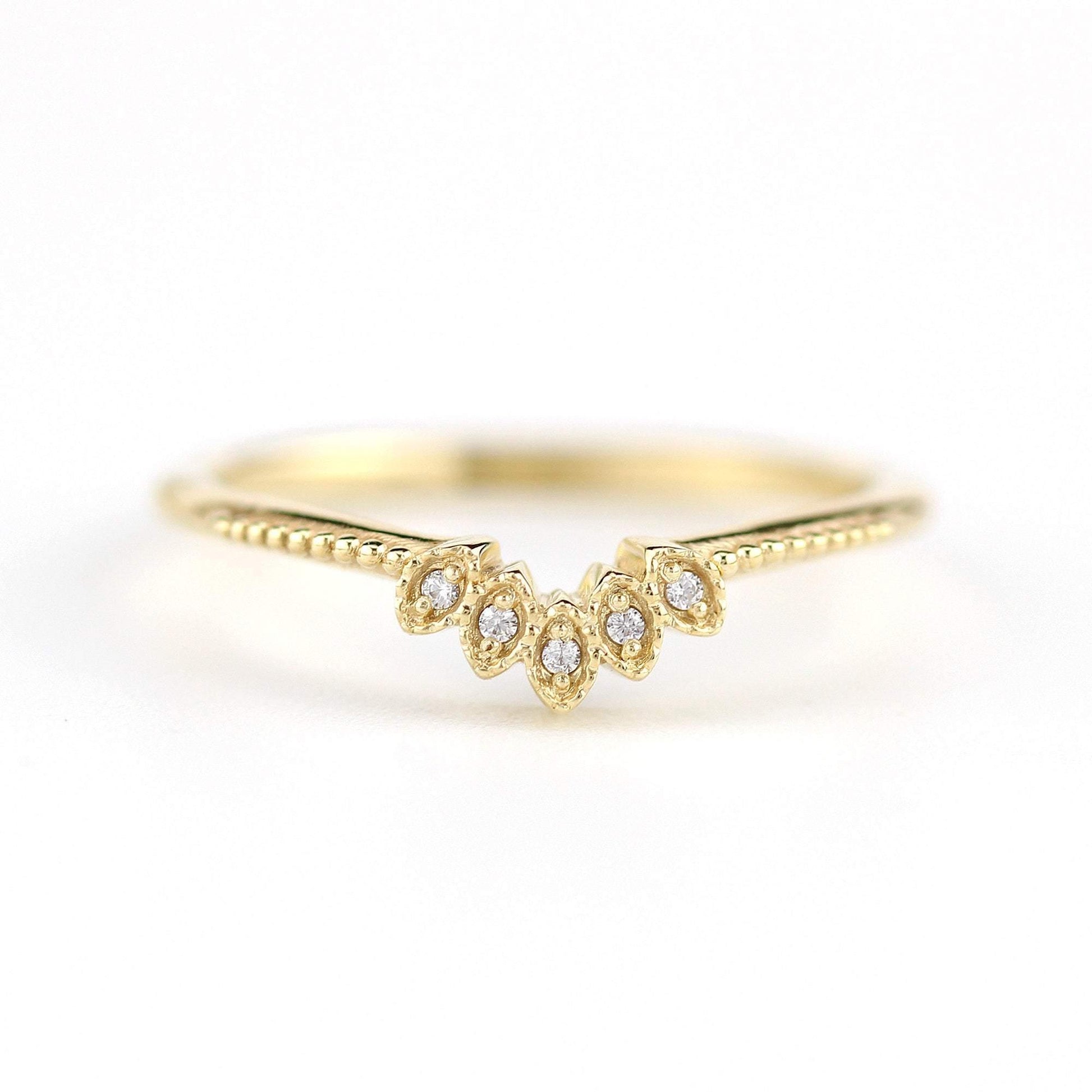 Diamond wedding band | marquise wedding band vintage inspired | R302WD - NOOI JEWELRY