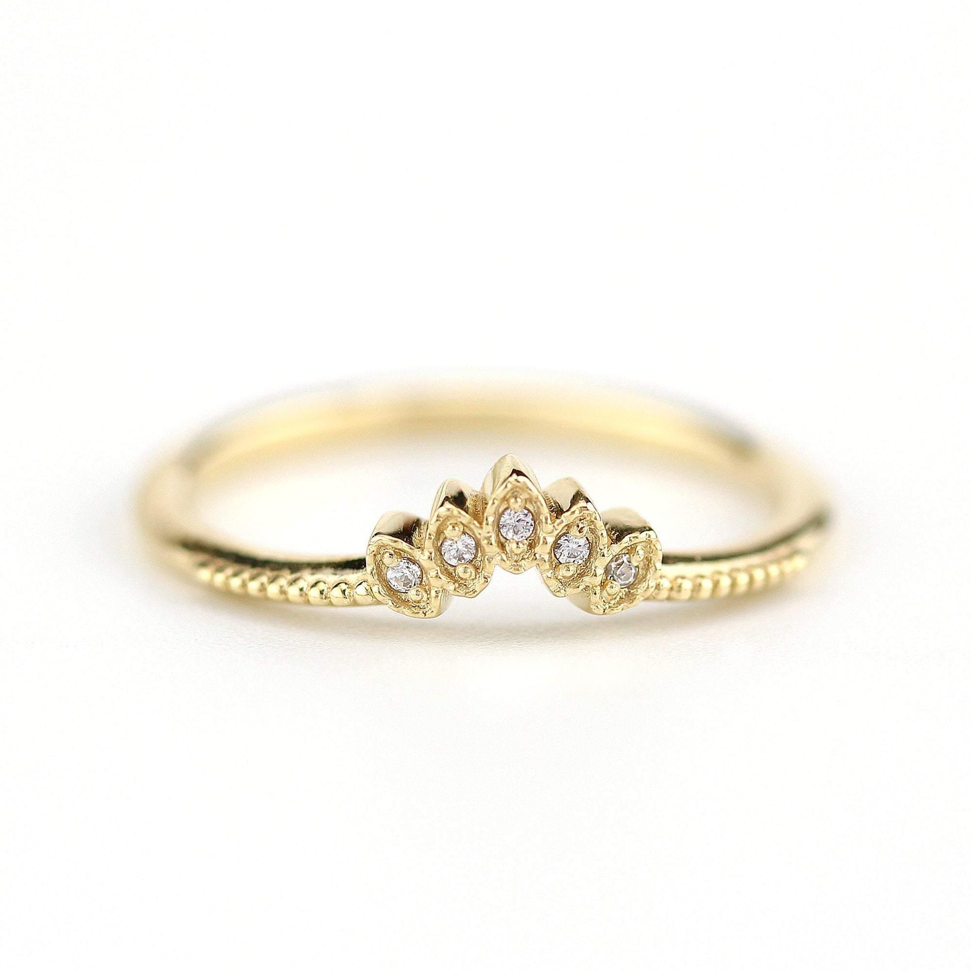 Diamond wedding band | marquise wedding band vintage inspired | R302WD - NOOI JEWELRY
