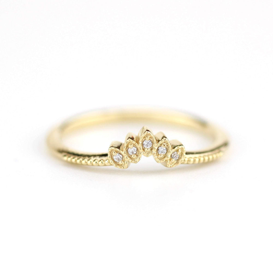 Diamond wedding band | marquise wedding band vintage inspired | R302WD - NOOI JEWELRY