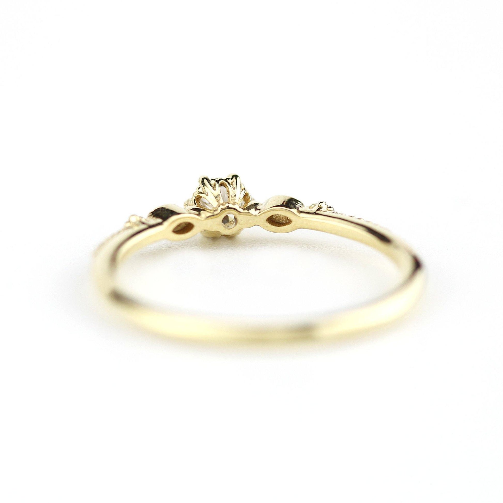 Simple diamond engagement ring | delicate engagement ring vintage unique | R 303 WD - NOOI JEWELRY