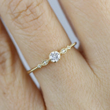 Load image into Gallery viewer, Simple diamond engagement ring | delicate engagement ring vintage unique | R 303 WD - NOOI JEWELRY