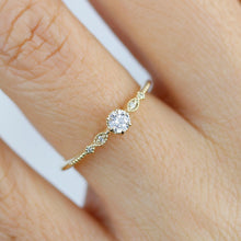 Load image into Gallery viewer, Simple diamond engagement ring | delicate engagement ring vintage unique | R 303 WD - NOOI JEWELRY