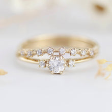 Load image into Gallery viewer, Engagement ring with wedding band set | diamond engagement ring set unique