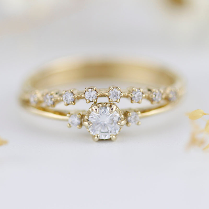 Diamond engagement ring with wedding band, from the bridal set collection