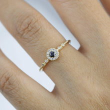 Load image into Gallery viewer, Simple engagement ring, diamond halo ring, unique black diamond ring | R 304 BD - NOOI JEWELRY