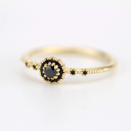 black diamond engagement ring unique simple |  halo engagement ring black diamond R304FBD - NOOI JEWELRY