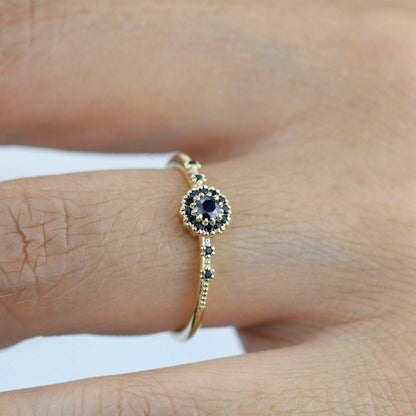 black diamond engagement ring unique simple |  halo engagement ring black diamond R304FBD - NOOI JEWELRY
