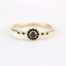Load image into Gallery viewer, black diamond engagement ring unique simple |  halo engagement ring black diamond R304FBD - NOOI JEWELRY