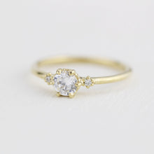 Load image into Gallery viewer, Simple engagement ring, three stone engagement ring, 0.4ct round cut diamond | R305WD - NOOI JEWELRY
