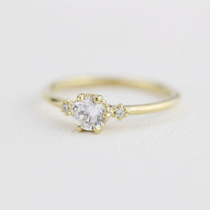 Simple engagement ring, three stone engagement ring, 0.4ct round cut diamond | R305WD - NOOI JEWELRY