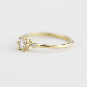 Simple engagement ring, three stone engagement ring, 0.4ct round cut diamond | R305WD - NOOI JEWELRY