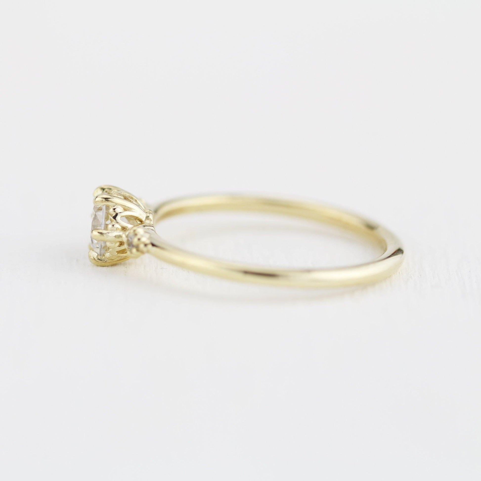 Simple engagement ring, three stone engagement ring, 0.4ct round cut diamond | R305WD - NOOI JEWELRY