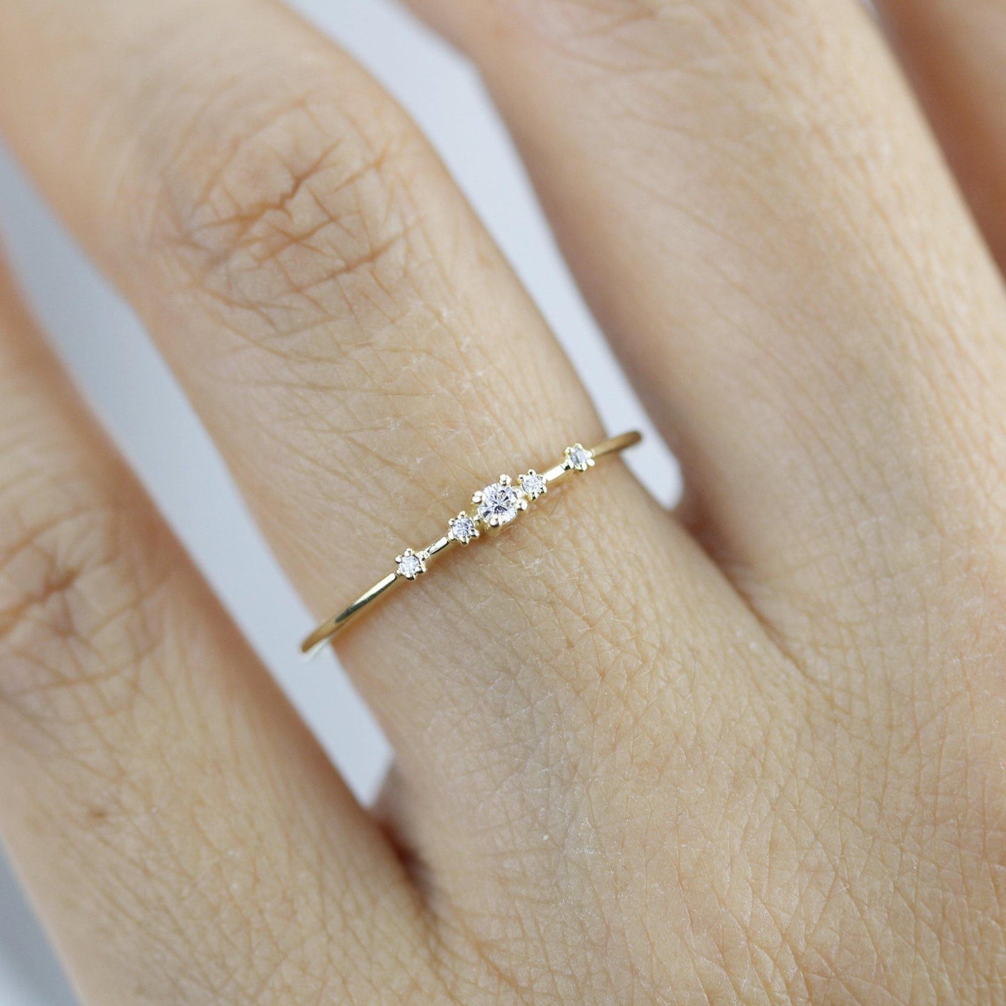 Simple engagement ring, dainty engagement rings for women, minimalist engagement ring | R 307WD - NOOI JEWELRY