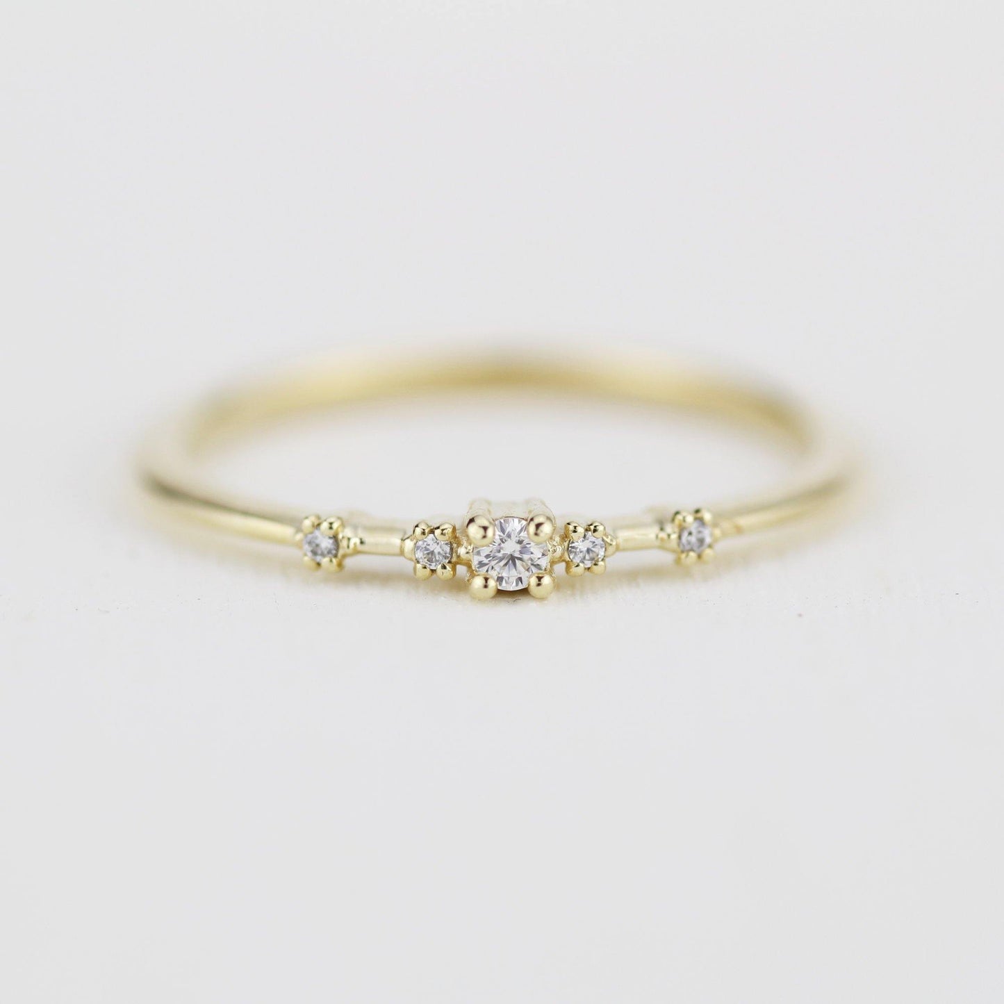 Simple engagement ring, dainty engagement rings for women, minimalist engagement ring | R 307WD - NOOI JEWELRY