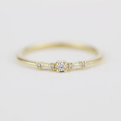 Simple engagement ring, dainty engagement rings for women, minimalist engagement ring | R 307WD - NOOI JEWELRY