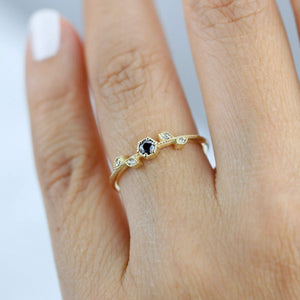 simple nature inspired engagement ring, leaf and vine engagement ring diamond | R 308BD - NOOI JEWELRY