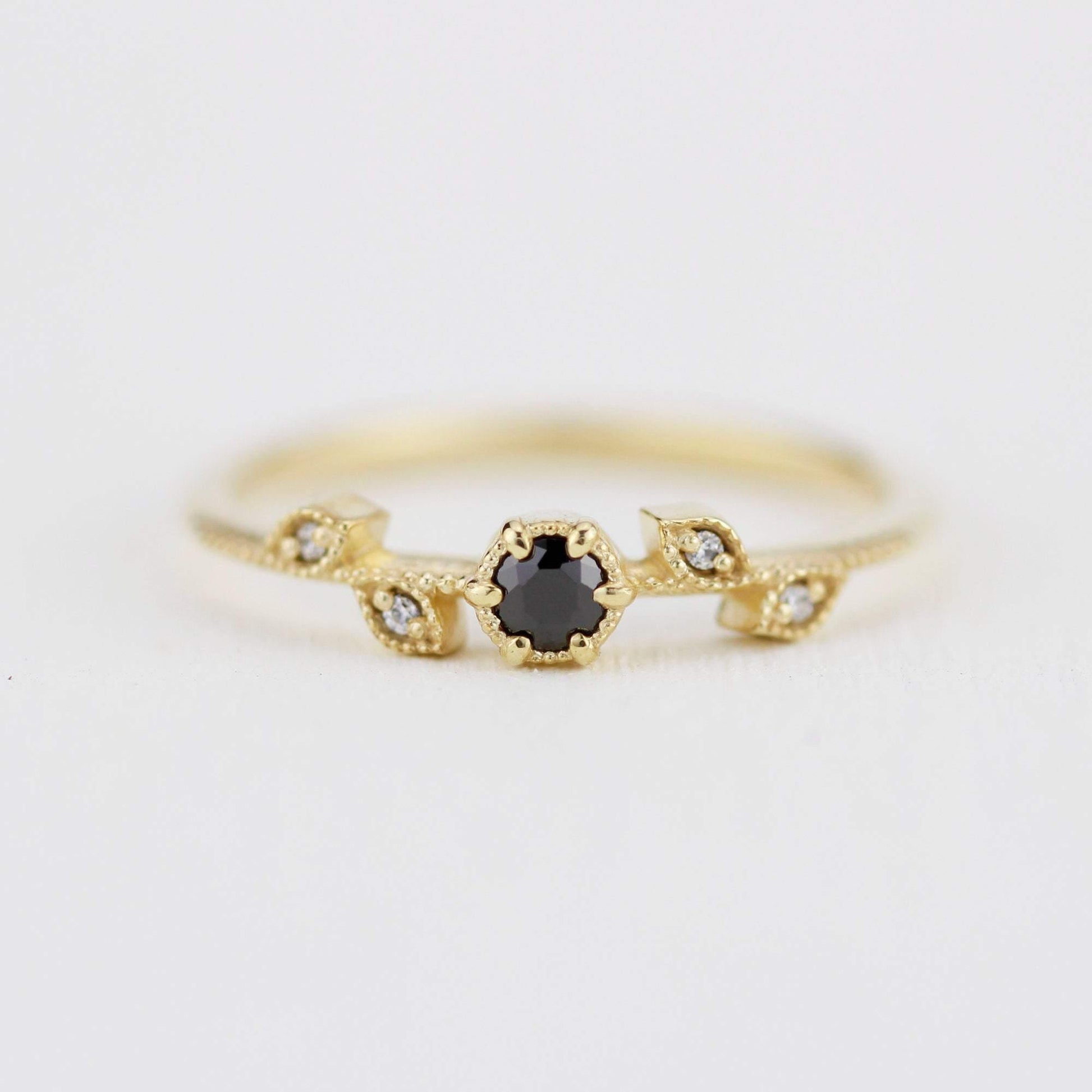 simple nature inspired engagement ring, leaf and vine engagement ring diamond | R 308BD - NOOI JEWELRY