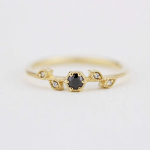 simple nature inspired engagement ring, leaf and vine engagement ring diamond | R 308BD - NOOI JEWELRY