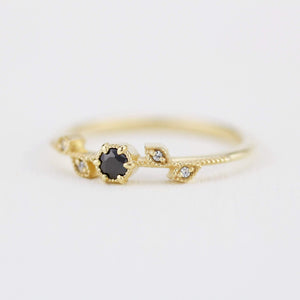 simple nature inspired engagement ring, leaf and vine engagement ring diamond | R 308BD - NOOI JEWELRY