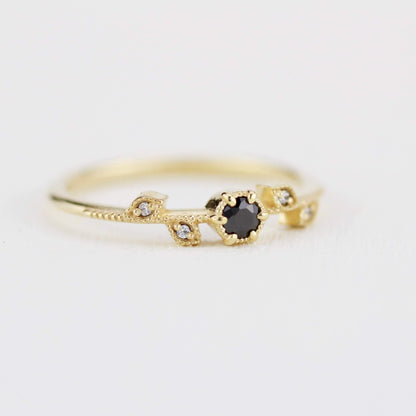 simple nature inspired engagement ring, leaf and vine engagement ring diamond | R 308BD - NOOI JEWELRY