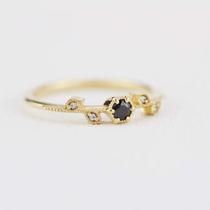simple nature inspired engagement ring, leaf and vine engagement ring diamond | R 308BD - NOOI JEWELRY