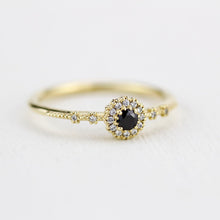 Load image into Gallery viewer, Simple engagement ring, diamond halo ring, unique black diamond ring | R 304 BD - NOOI JEWELRY