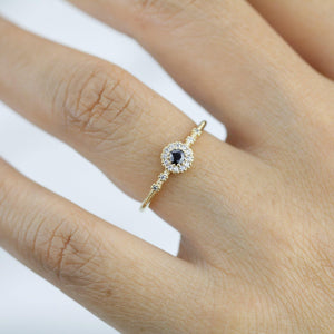 Simple engagement ring, diamond halo ring, unique black diamond ring | R 304 BD - NOOI JEWELRY