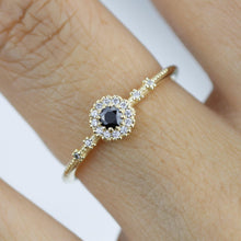 Load image into Gallery viewer, Simple engagement ring, diamond halo ring, unique black diamond ring | R 304 BD - NOOI JEWELRY
