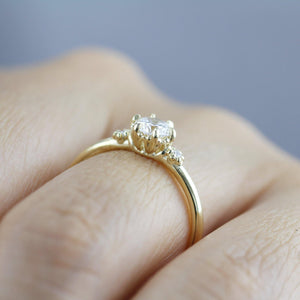 Simple engagement ring, three stone engagement ring, 0.4ct round cut diamond | R305WD - NOOI JEWELRY