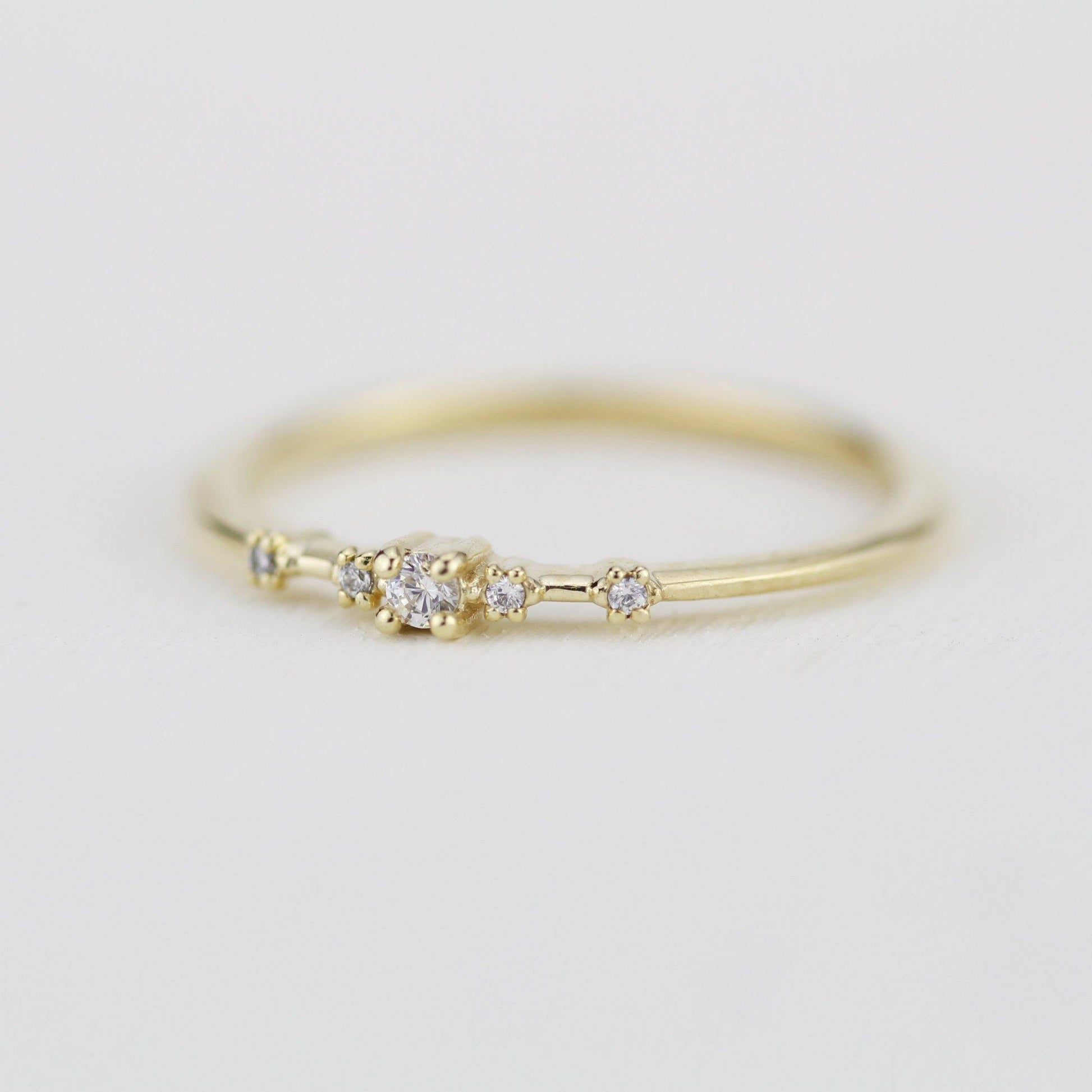 Simple engagement ring, dainty engagement rings for women, minimalist engagement ring | R 307WD - NOOI JEWELRY