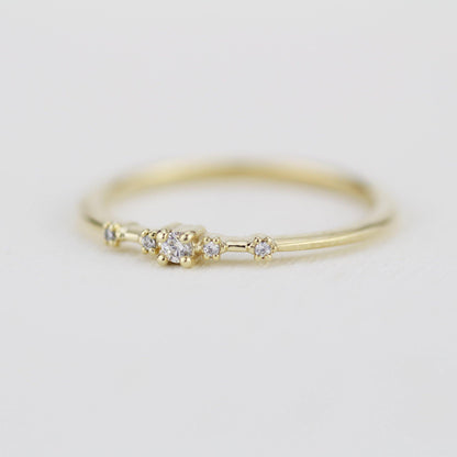 Simple engagement ring, dainty engagement rings for women, minimalist engagement ring | R 307WD - NOOI JEWELRY